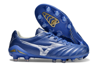Men's Mizuno Morelia Neo 4 FG Firm Ground Low-Tops Football Boots - Blue/White/Gold