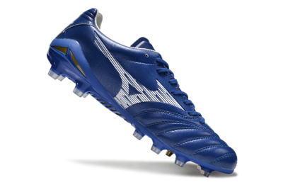 Men's Mizuno Morelia Neo 4 FG Firm Ground Low-Tops Football Boots - Blue/White/Gold
