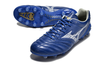 Men's Mizuno Morelia Neo 4 FG Firm Ground Low-Tops Football Boots - Blue/White/Gold