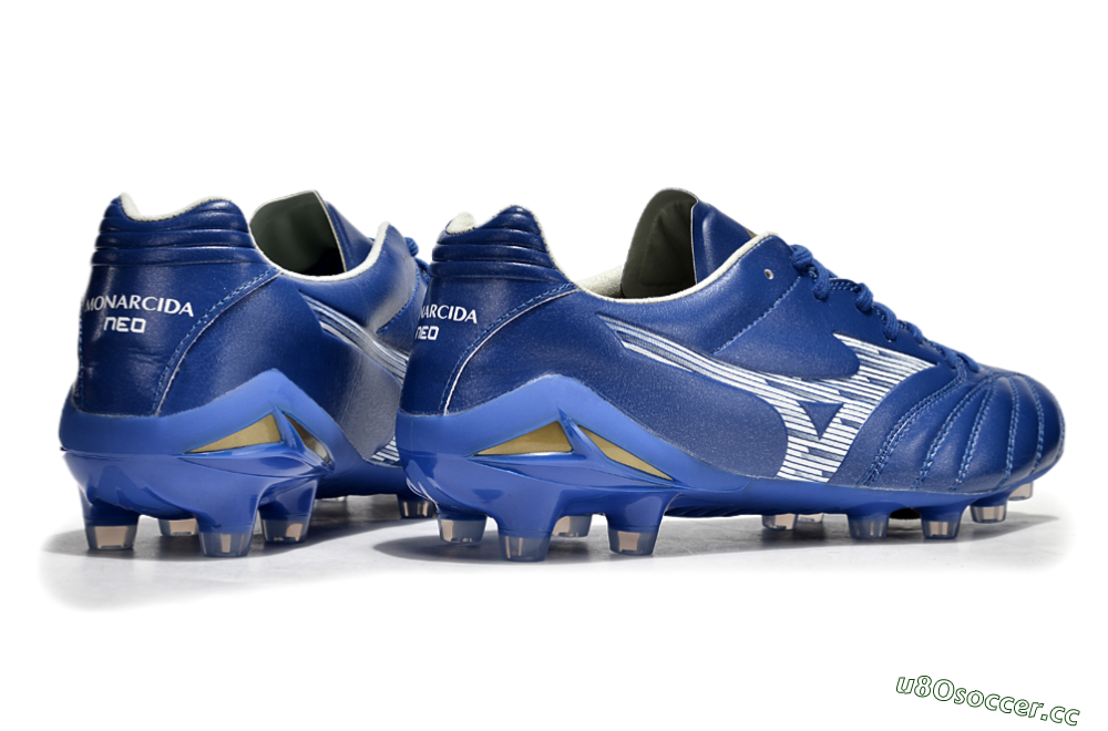 Men's Mizuno Morelia Neo 4 FG Firm Ground Low-Tops Football Boots - Blue/White/Gold 6
