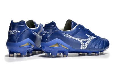 Men's Mizuno Morelia Neo 4 FG Firm Ground Low-Tops Football Boots - Blue/White/Gold