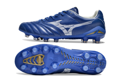 Men's Mizuno Morelia Neo 4 FG Firm Ground Low-Tops Football Boots - Blue/White/Gold