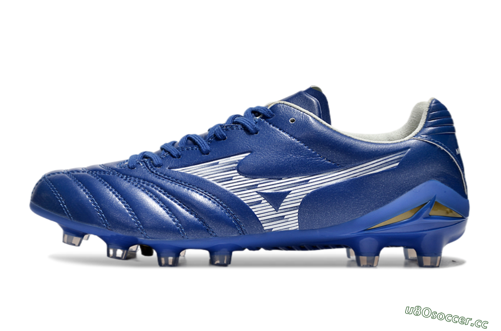 Men's Mizuno Morelia Neo 4 FG Firm Ground Low-Tops Football Boots - Blue/White/Gold 0