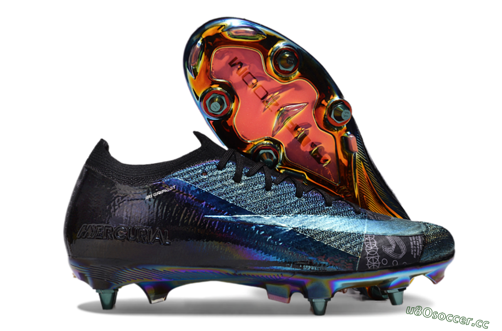 Men's Nike Air Zoom Mercurial Vapor 15 Elite SG Soft Ground Low-Tops Football Boots - Blue/Black/Gold 2