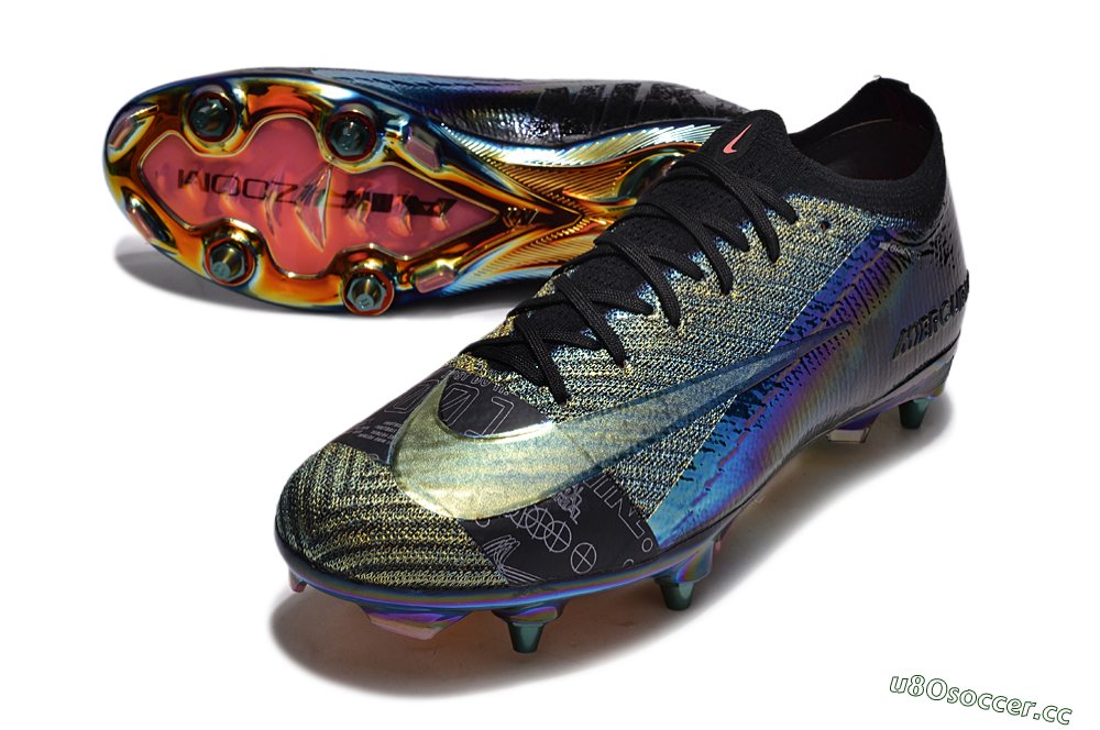 Men's Nike Air Zoom Mercurial Vapor 15 Elite SG Soft Ground Low-Tops Football Boots - Blue/Black/Gold 3