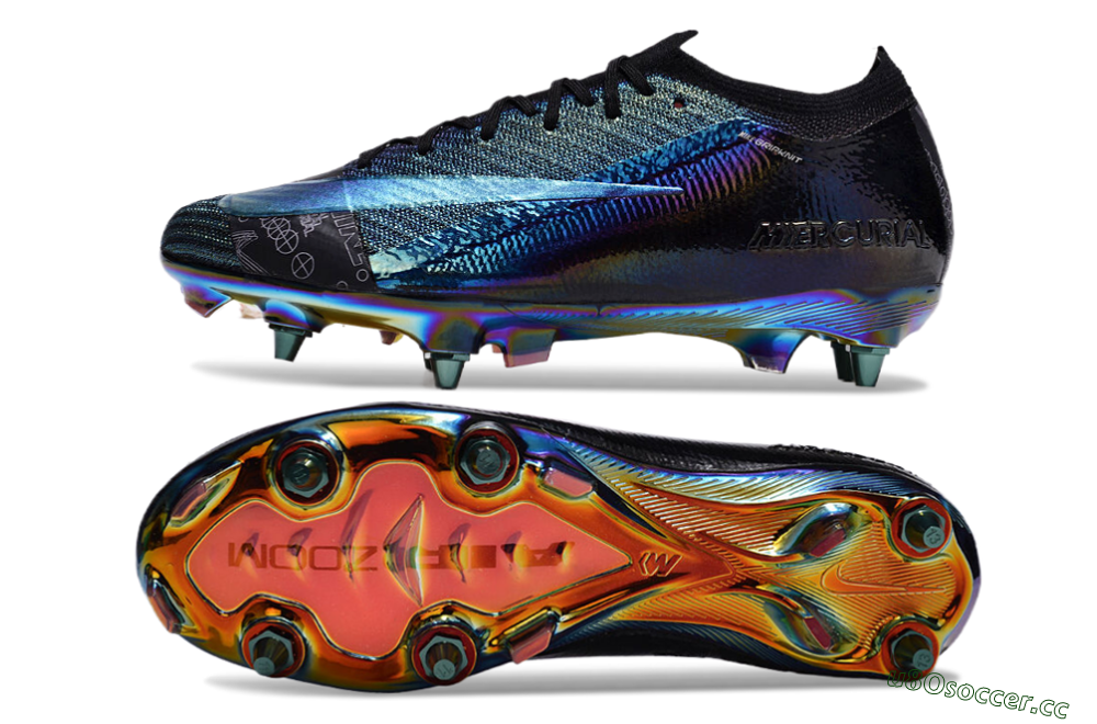 Men's Nike Air Zoom Mercurial Vapor 15 Elite SG Soft Ground Low-Tops Football Boots - Blue/Black/Gold 1