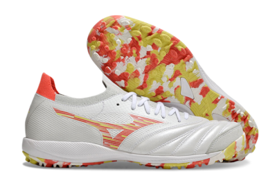 Men's Mizuno Morelia Neo Sala M8 TF Artificial Turf Low-Tops Football Shoes - White/Red/Yellow