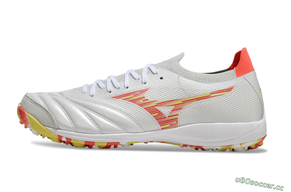 Men's Mizuno Morelia Neo Sala M8 TF Artificial Turf Low-Tops Football Shoes - White/Red/Yellow 0