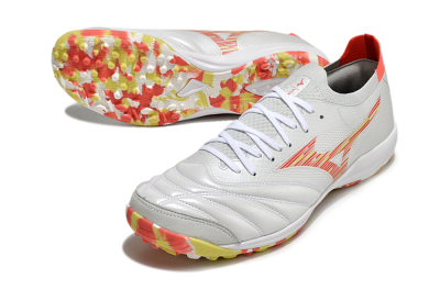 Men's Mizuno Morelia Neo Sala M8 TF Artificial Turf Low-Tops Football Shoes - White/Red/Yellow