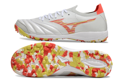 Men's Mizuno Morelia Neo Sala M8 TF Artificial Turf Low-Tops Football Shoes - White/Red/Yellow