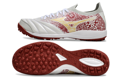Men's Mizuno Morelia Neo Sala M8 TF Artificial Turf Low-Tops Football Shoes - White/Red/Yellow