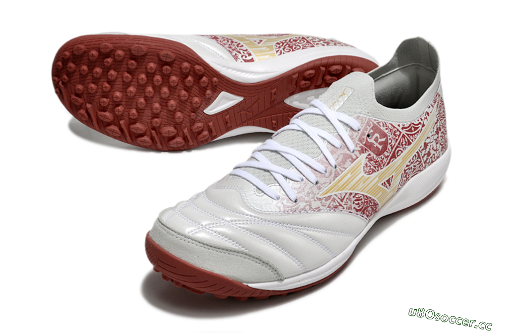 Men's Mizuno Morelia Neo Sala M8 TF Artificial Turf Low-Tops Football Shoes - White/Red/Yellow 3