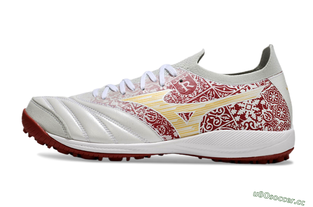 Men's Mizuno Morelia Neo Sala M8 TF Artificial Turf Low-Tops Football Shoes - White/Red/Yellow 0