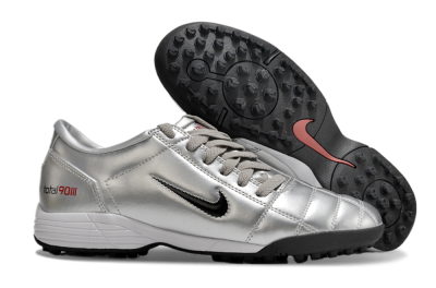 Men's Nike Total 90 II TF Artificial Turf Low-Tops Football Shoes - Silver/Black/Red