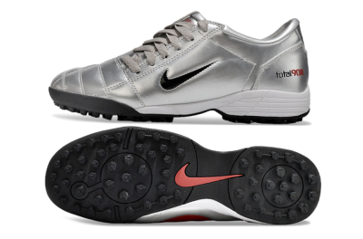 Men's Nike Total 90 II TF Artificial Turf Low-Tops Football Shoes - Silver/Black/Red
