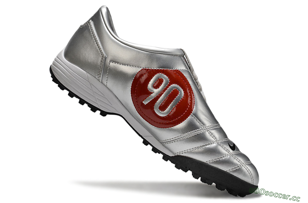 Men's Nike Total 90 II TF Artificial Turf Low-Tops Football Shoes - Silver/Black/Red 4