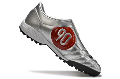 Men's Nike Total 90 II TF Artificial Turf Low-Tops Football Shoes - Silver/Black/Red