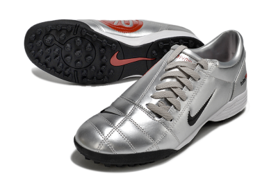 Men's Nike Total 90 II TF Artificial Turf Low-Tops Football Shoes - Silver/Black/Red