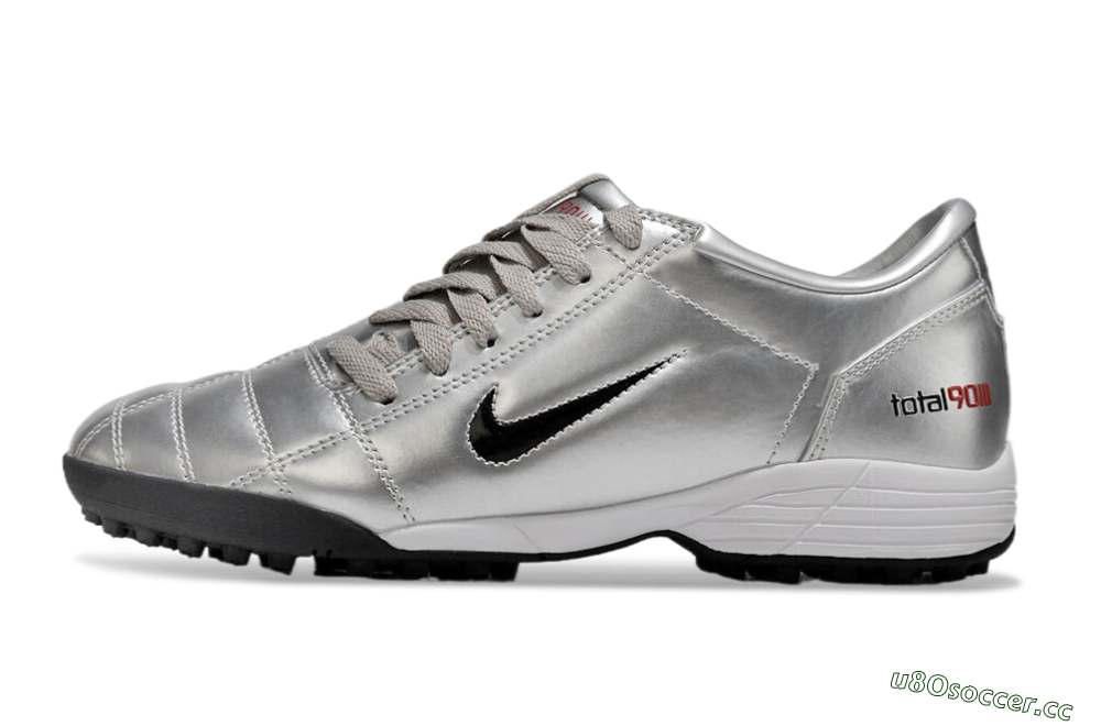 Men's Nike Total 90 II TF Artificial Turf Low-Tops Football Shoes - Silver/Black/Red 0