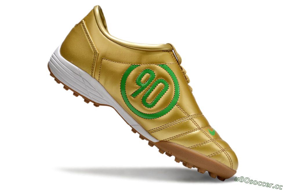 Men's Nike Total 90 II TF Artificial Turf Low-Tops Football Shoes - Gold/Green/White 4