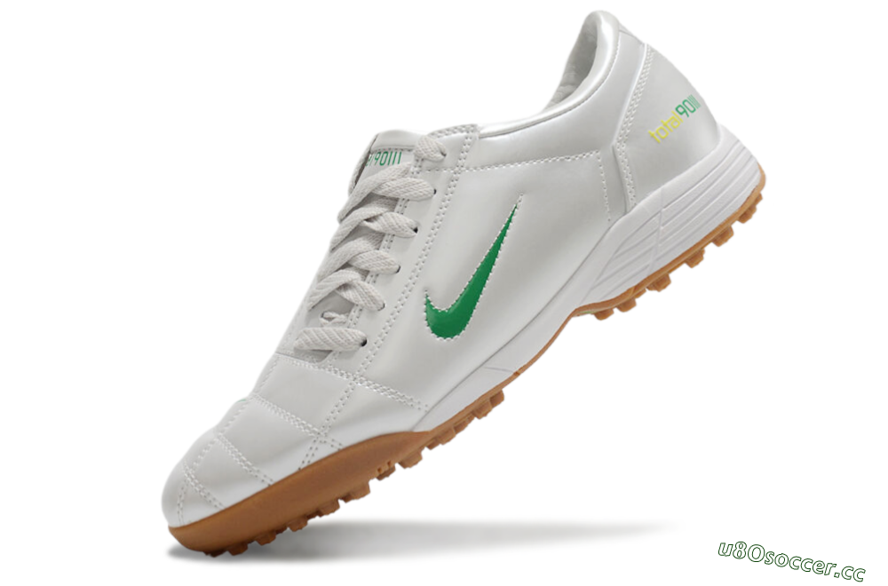 Men's Nike Total 90 II TF Artificial Turf Low-Tops Football Shoes - Silver/Green/Yellow 5