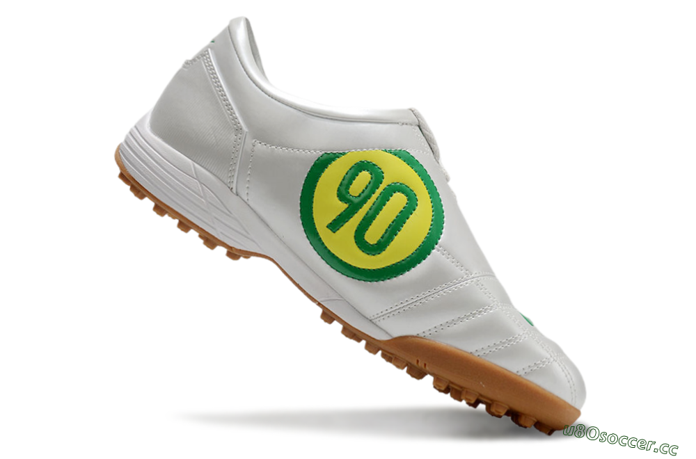 Men's Nike Total 90 II TF Artificial Turf Low-Tops Football Shoes - Silver/Green/Yellow 4