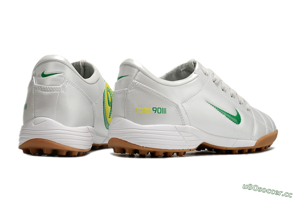 Men's Nike Total 90 II TF Artificial Turf Low-Tops Football Shoes - Silver/Green/Yellow 6