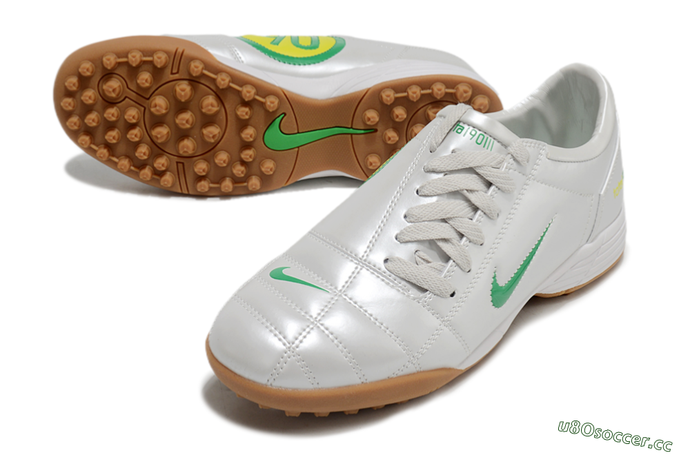 Men's Nike Total 90 II TF Artificial Turf Low-Tops Football Shoes - Silver/Green/Yellow 3