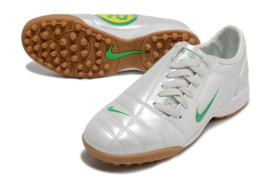 Men's Nike Total 90 II TF Artificial Turf Low-Tops Football Shoes - Silver/Green/Yellow