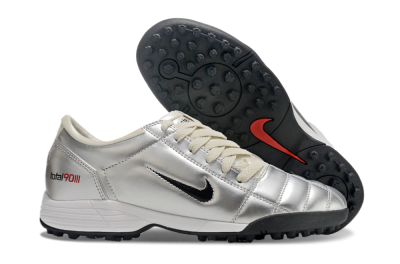 Men's Nike Total 90 II TF Artificial Turf Low-Tops Football Shoes - Silver/Green/Red