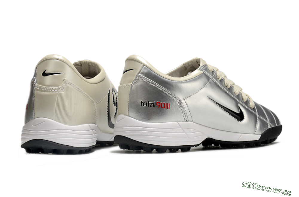Men's Nike Total 90 II TF Artificial Turf Low-Tops Football Shoes - Silver/Green/Red 6