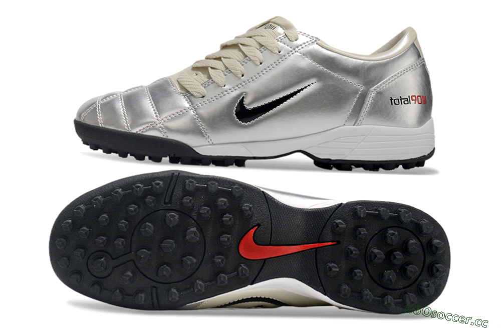 Men's Nike Total 90 II TF Artificial Turf Low-Tops Football Shoes - Silver/Green/Red 1