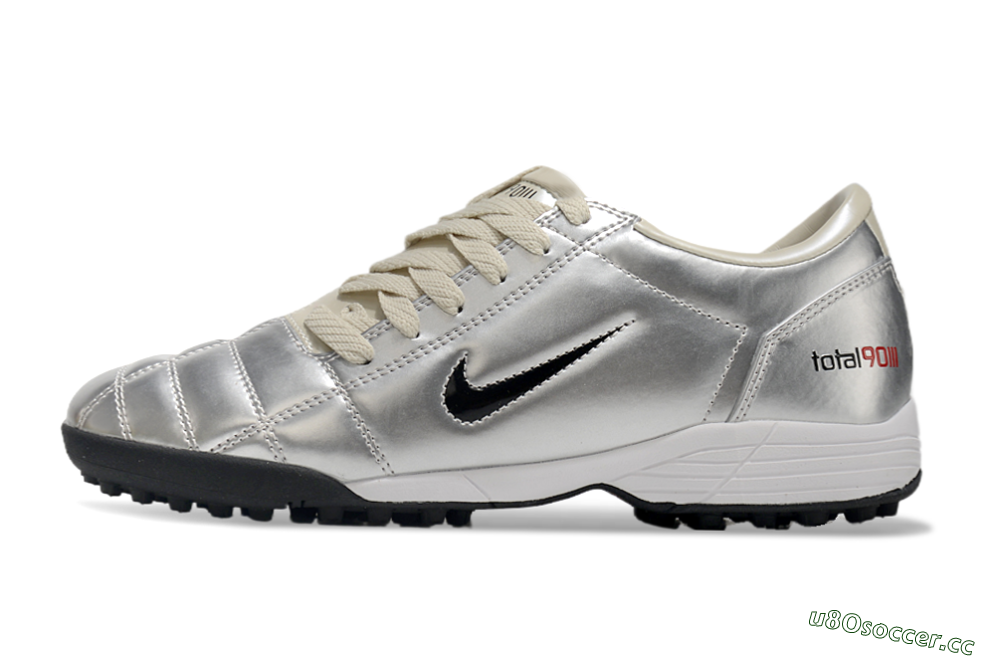 Men's Nike Total 90 II TF Artificial Turf Low-Tops Football Shoes - Silver/Green/Red 0