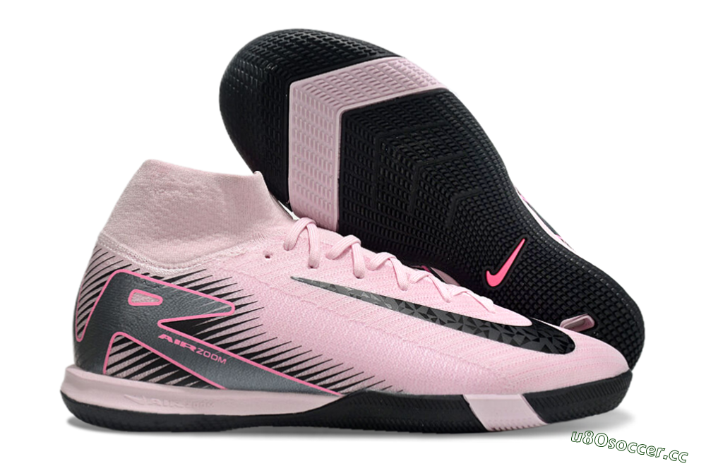 Men's Nike Air Zoom Mercurial Superfly 10 Elite IC Indoor & Futsal High-Tops Football Shoes - Pink/Black 2