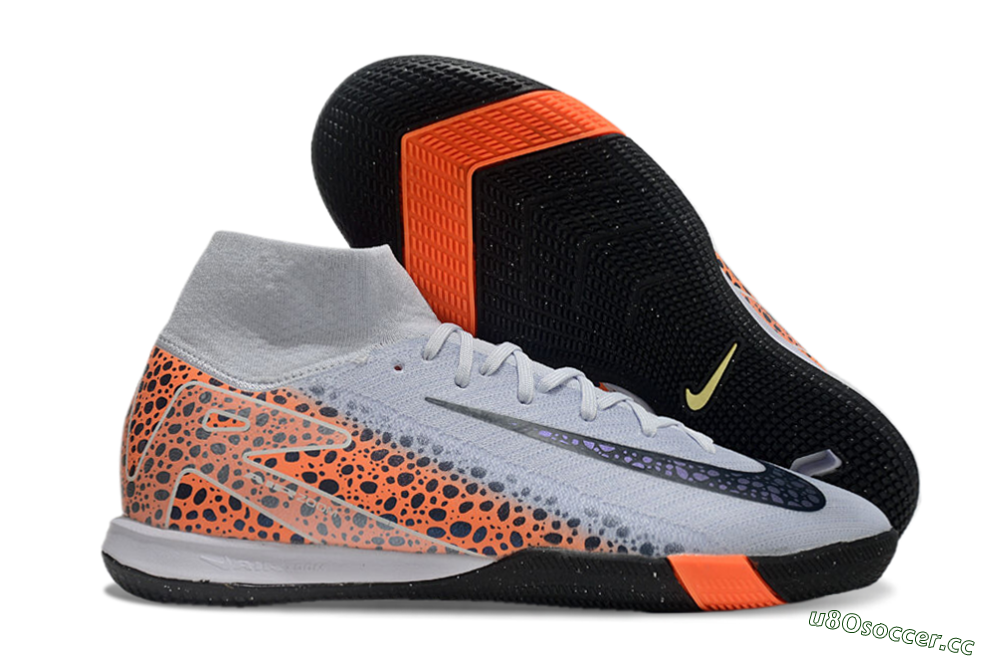 Men's Nike Air Zoom Mercurial Superfly 10 Elite IC Indoor & Futsal High-Tops Football Shoes - Grey/Black/Leopard 2