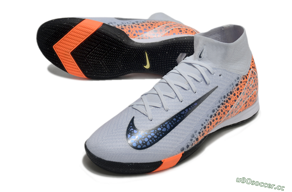 Men's Nike Air Zoom Mercurial Superfly 10 Elite IC Indoor & Futsal High-Tops Football Shoes - Grey/Black/Leopard 3