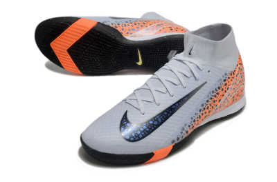 Men's Nike Air Zoom Mercurial Superfly 10 Elite IC Indoor & Futsal High-Tops Football Shoes - Grey/Black/Leopard