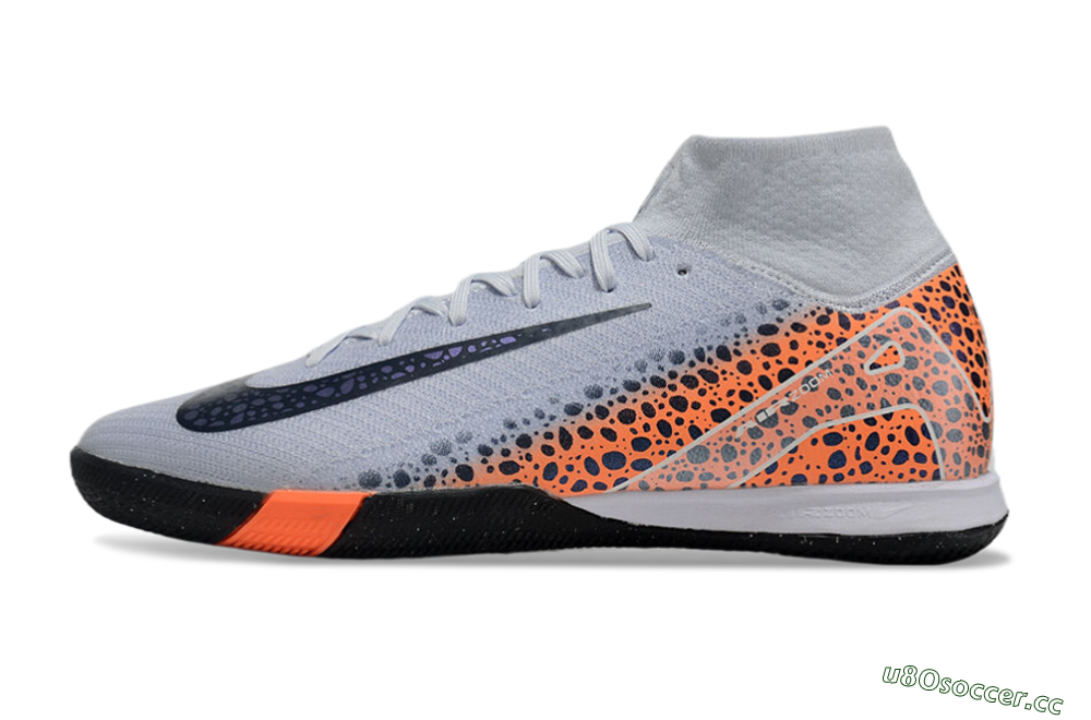 Men's Nike Air Zoom Mercurial Superfly 10 Elite IC Indoor & Futsal High-Tops Football Shoes - Grey/Black/Leopard 0