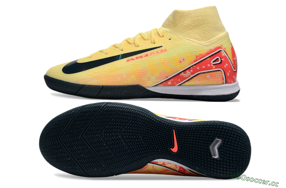 Men's Nike Air Zoom Mercurial Superfly 10 Elite IC Indoor & Futsal High-Tops Football Shoes - Yellow/Black/Red 1