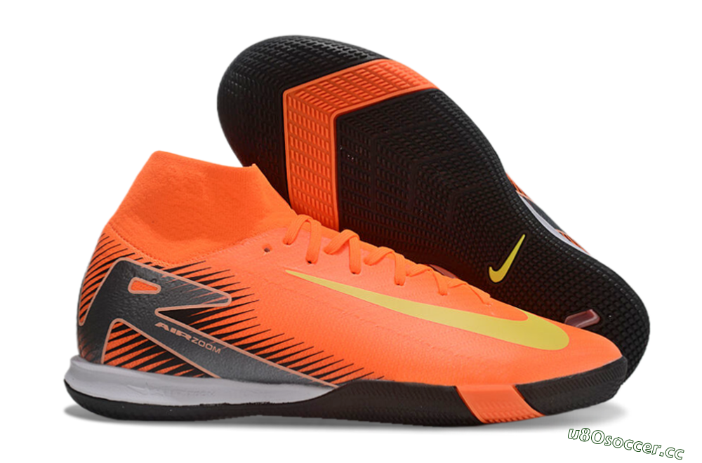Men's Nike Air Zoom Mercurial Superfly 10 Elite IC Indoor & Futsal High-Tops Football Shoes - Red/Yellow/Black 2