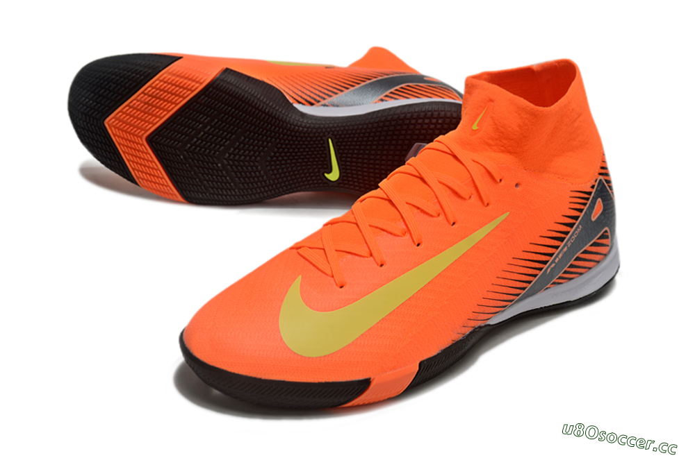 Men's Nike Air Zoom Mercurial Superfly 10 Elite IC Indoor & Futsal High-Tops Football Shoes - Red/Yellow/Black 3