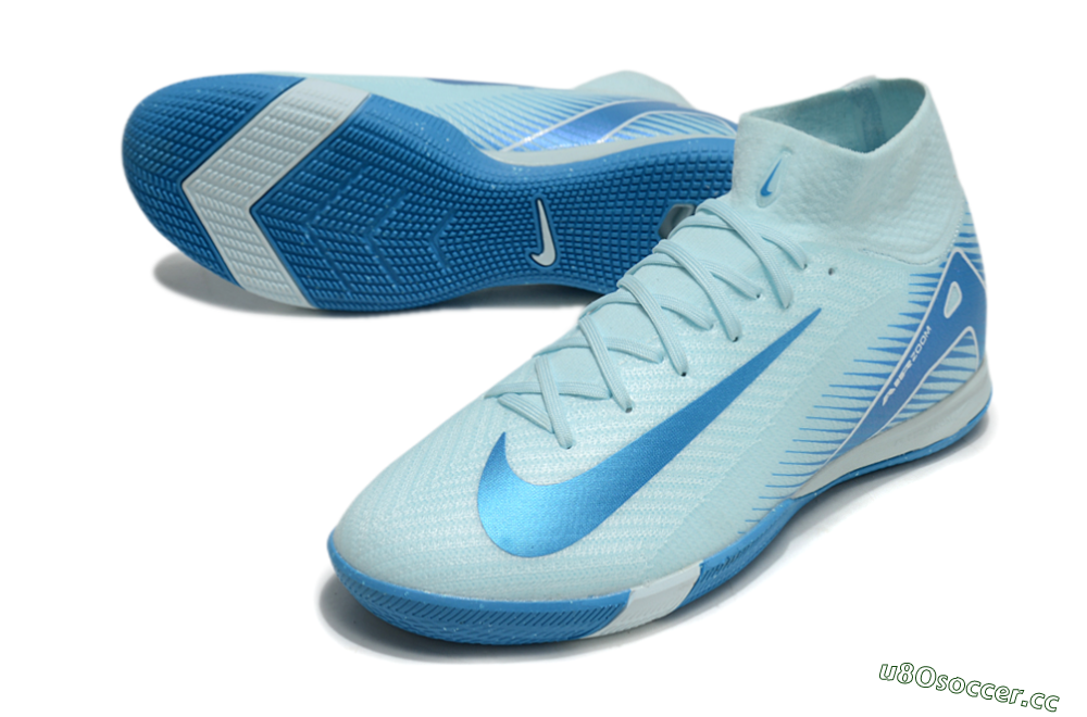Men's Nike Air Zoom Mercurial Superfly 10 Elite IC Indoor & Futsal High-Tops Football Shoes - Jade/Blue/White 3