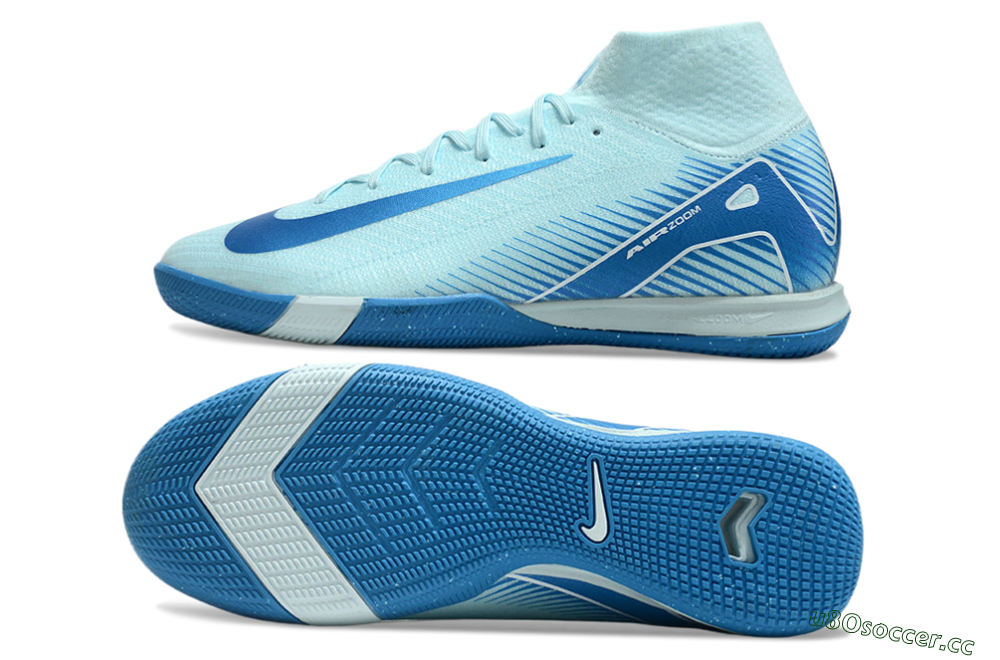 Men's Nike Air Zoom Mercurial Superfly 10 Elite IC Indoor & Futsal High-Tops Football Shoes - Jade/Blue/White 1