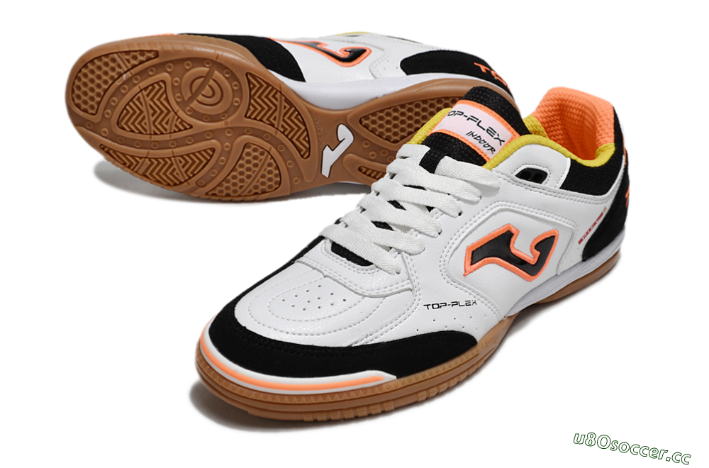 Men's Joma Top Flex IC Indoor & Futsal Low-Tops Football Shoes - White/Black/Orange 3