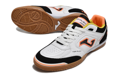 Men's Joma Top Flex IC Indoor & Futsal Low-Tops Football Shoes - White/Black/Orange