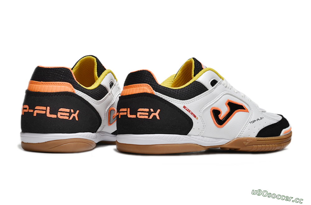 Men's Joma Top Flex IC Indoor & Futsal Low-Tops Football Shoes - White/Black/Orange 6