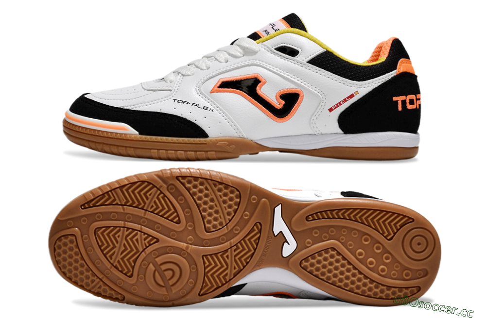 Men's Joma Top Flex IC Indoor & Futsal Low-Tops Football Shoes - White/Black/Orange 1