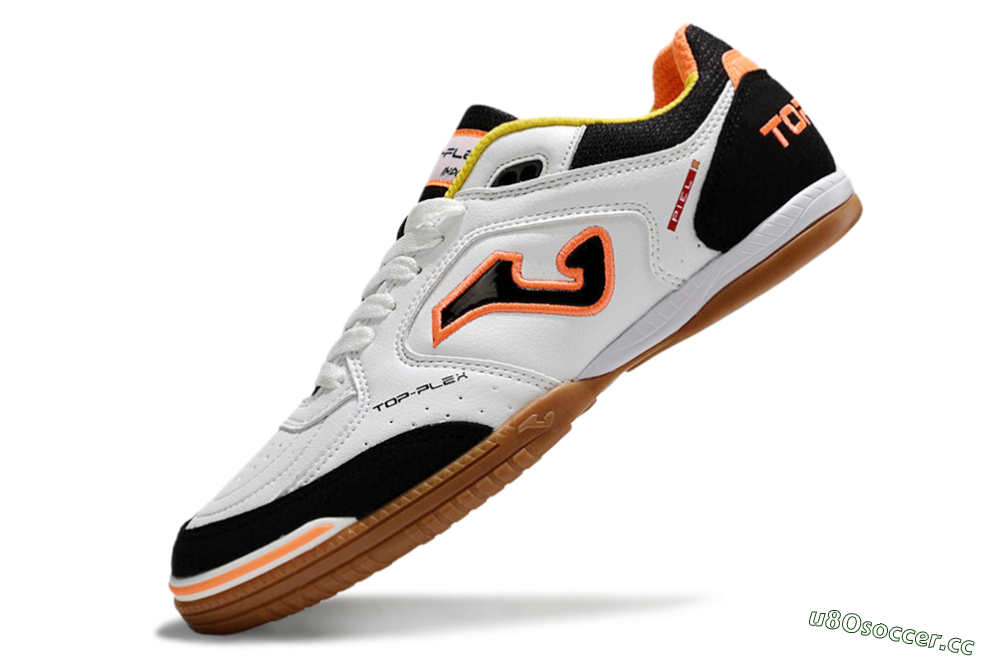 Men's Joma Top Flex IC Indoor & Futsal Low-Tops Football Shoes - White/Black/Orange 5