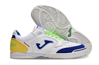 Men's Joma Top Flex IC Indoor & Futsal Low-Tops Football Shoes - White/Blue/Yellow