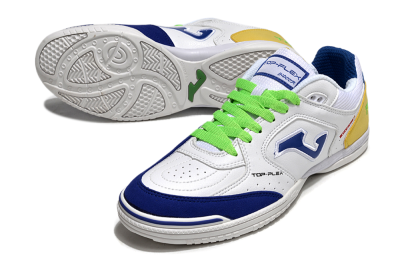 Men's Joma Top Flex IC Indoor & Futsal Low-Tops Football Shoes - White/Blue/Yellow